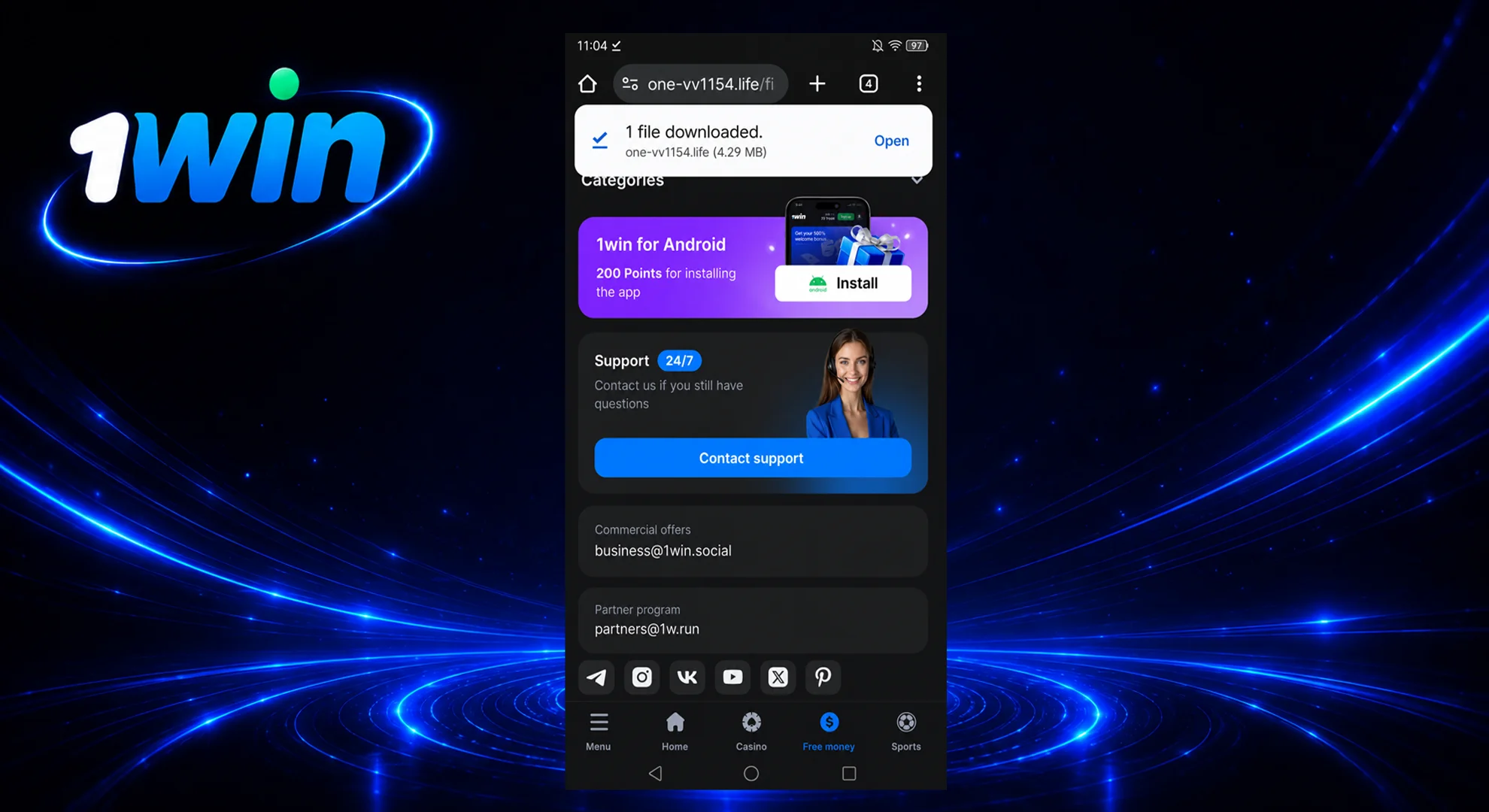 The APK file will begin downloading. Open your notification bar and tap the file once the download is complete.